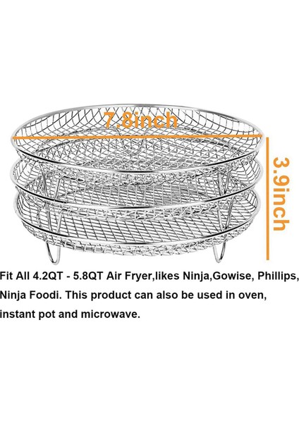 2x Hava Fritöz Üç Istiflenebilir Kurutucu Rafları Gowise Philips Ninja Paslanmaz Çelik Hava Fritöz Rafı Tüm 4.2-5.8qt'ye Uygun (Yurt Dışından)