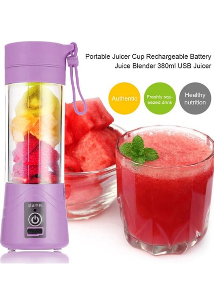 380ML USB Şarj Edilebilir Meyve Sıkacağı Şişesi Cup Meyve Suyu Blender Limon Sebze Meyve Smoothie Sıkacakları Raybalar Şişe: Mor (Yurt Dışından)