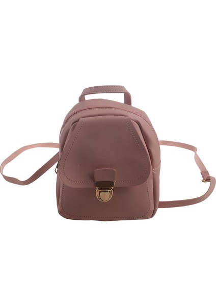 Küçük Sırt Çantası Kız Kulaklık Delik Sırt Çantası Okul Öğrenci Omuz Çantası Cep Cüzdan Pembe (Yurt Dışından)
