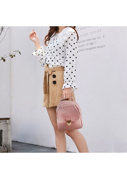 Küçük Sırt Çantası Kız Kulaklık Delik Sırt Çantası Okul Öğrenci Omuz Çantası Cep Cüzdan Pembe (Yurt Dışından) fiyatları