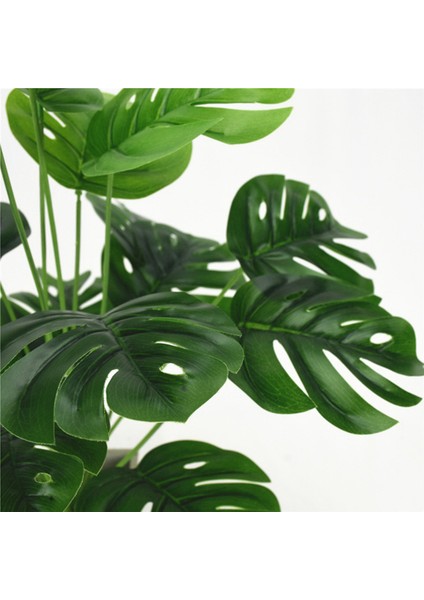 10 Adet 18 Çatalak Yapay Bitkiler Yeşil Palmiye Yaprağı Monstera Bahçe Odası Balkon Dekorasyonu Için Plastik Bitkiler (Yurt Dışından)
