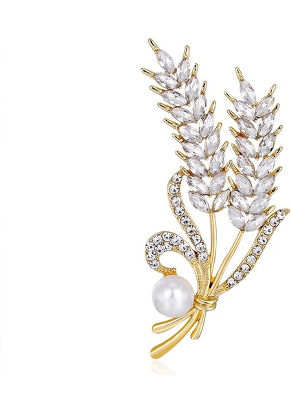 Buğday Broş Pin Kadınlar Için Sahte Inci ve Rhinestone Kristal Düğün Parti Balo Hediye Yaka Pin Aksesuarları (Yurt Dışından) indirimleri