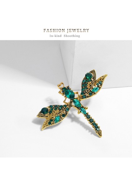 Kadın Moda Kristal Broş, Dragonfly Broş Pin Vintage Broş Rhinestone Broş Kadınlar Için Parti Düğün Hediyesi Yeşil (Yurt Dışından)