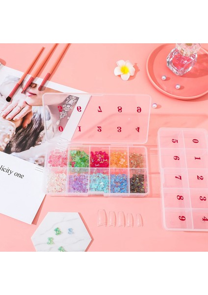Adet Yanlış Nail Ipuçları Şeffaf Saklama Kutusu 10 Numarası ile Boş Alanlar Saklama Kutusu Konteyner Tırnak Sanat Organizatör Kutusu (Yurt Dışından) modelleri