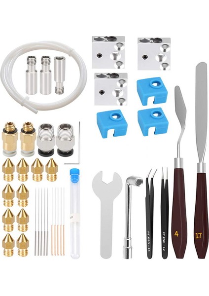 41 Adet 3D Yazıcı Nozulları Kiti Ender 3 V2 CR10 Ender 5 Pro, Mk8 Sertleştirilmiş Çelik Nozul Heatbreak Isıtıcı Bloğu (Yurt Dışından)