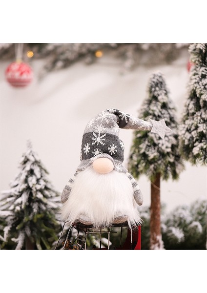 Işıklı Gnome Noel Bebeği Rudolph Doll Ev Için Parlak Cüce Süsler Noel Yeni Yıl Hediyeleri-Gri (Yurt Dışından)