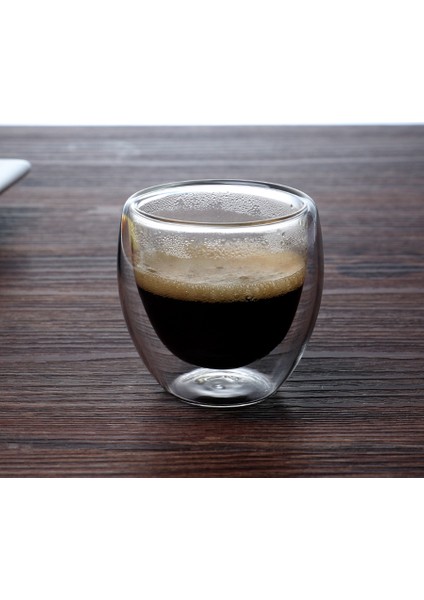 6 Takım 80ML Çift Katmanlı Içi Boş Cam Kahve Fincanı Çay, Kahve, Içecek Bardakları Için Setler (Yurt Dışından) modelleri