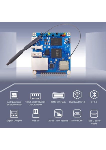 Zero 3 Geliştirme Kurulu Için 1 GB + Isı Emici H618 Wifi5 + Bt 5.0 Android 12 DEBIAN12 UBUNTU22.04 Abd Tak Için (Yurt Dışından) indirimleri