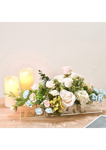 Şeffaf Akrilik Çiçek Vazo Dikdörtgen Çiçek Centerpiece Yemek Masası Için 9.8 Inç Uzun Dekoratif Modern Vazo (Yurt Dışından) fırsatları