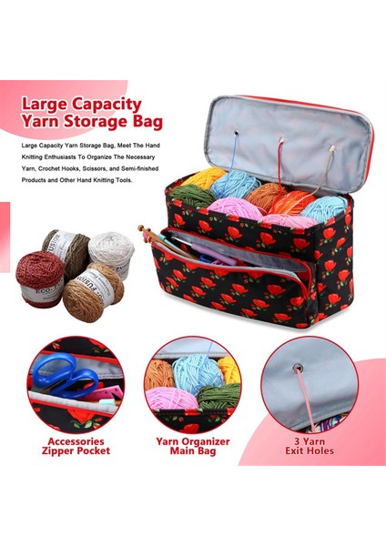 Tığ Işi Çanta, Iplik Saklama Organizatörü Ücretsiz 3 Grommetli, Örgü Proje Çantası ve Organizatör El Işi Çantası (Yurt Dışından) modelleri