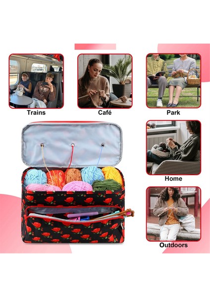 Tığ Işi Çanta, Iplik Saklama Organizatörü Ücretsiz 3 Grommetli, Örgü Proje Çantası ve Organizatör El Işi Çantası (Yurt Dışından) indirimleri