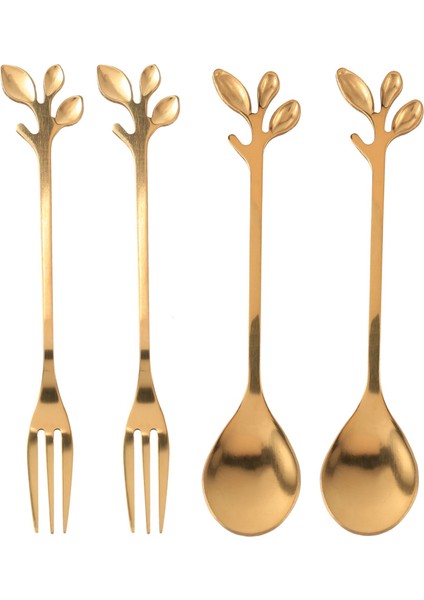 Sofra Altın Yaprak Kahve Kaşığı Çatal, 20'li Paket (10 Kaşık 10 Çatal) Küçük Espresso Kaşığı ve Meze Tatlı Çatal Seti (Yurt Dışından) fırsatları