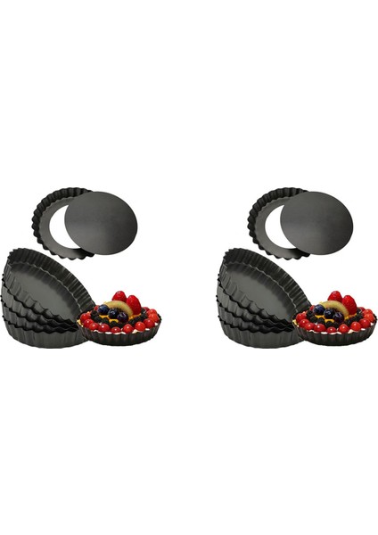 Çıkarılabilir Alt Yuvarlak Yapışmaz Kiş Tava, Ağır Hizmet Tipi Yivli Yan Pasta Tart Kalıpları ile 12 Paket 5 Inç Mini Tart Tavalar (Yurt Dışından) fiyatları