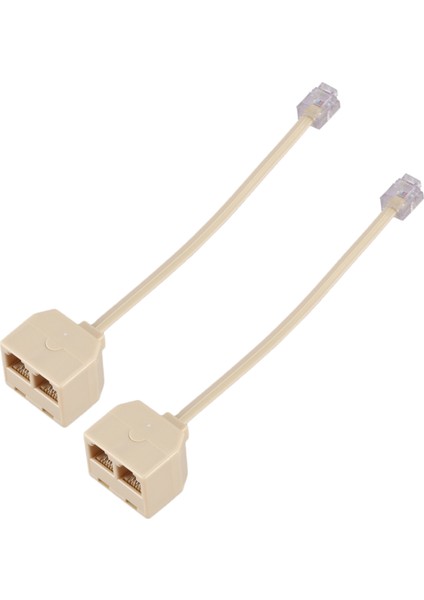 2x RJ11 6P4C 2 Yollu Çıkışlı Telefon Jakı Hattı Ayırıcı Adaptör Bej (Yurt Dışından)