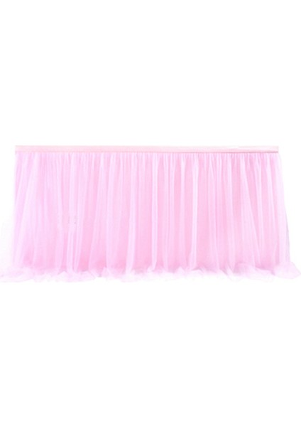 Tül Masa Etek Masa Örtüsü Pembe Doğum Günü Düğün Dekor Masa Örtüsü Kek Tatlı Aranjmanı (4ft) (Yurt Dışından)