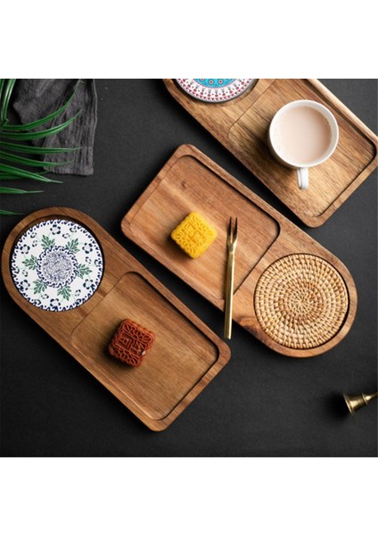 Kahve Tepsisi Ahşap Plaka Kahvaltı Tepsisi Yemek Servisi Için Ağırlama Coffeeware Teaware Dekor Masa Dekorasyon Aksesuarı A (Yurt Dışından)