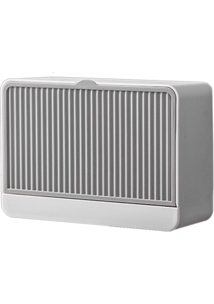 Duvara Monte Sabunluk Kapaklı Çift Izgaralı Sabun Drenaj Rafı Banyo Sabunluk Tek Gri (Yurt Dışından)