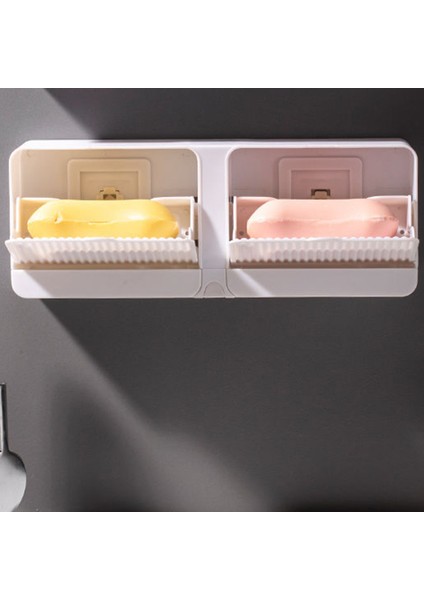 Duvara Monte Sabunluk Kapaklı Çift Izgaralı Sabun Drenaj Rafı Banyo Sabunluk Tek Gri (Yurt Dışından) fiyatları