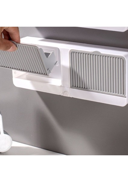 Duvara Monte Sabunluk Kapaklı Çift Izgaralı Sabun Drenaj Rafı Banyo Sabunluk Tek Gri (Yurt Dışından) indirimleri