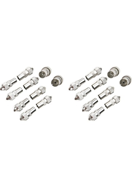 20 Adet (10 x Erkek, 10 x Dişi)Tv Anteni Koaksiyel Kablo Konnektörleri Adaptörü (Yurt Dışından)