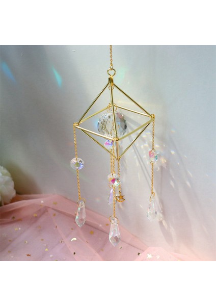 2x Kristal Güneş Yakalayıcı, Gökkuşağı Prizması, Pencere Güneş Yakalayıcı, Altın Kaplama Göksel Güneş Yakalayıcı, Kristallerle Boho Güneş ve Ay (Yurt Dışından) modelleri