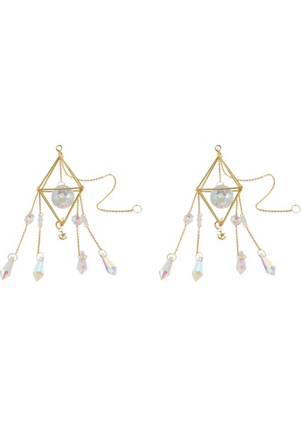 2x Kristal Güneş Yakalayıcı, Gökkuşağı Prizması, Pencere Güneş Yakalayıcı, Altın Kaplama Göksel Güneş Yakalayıcı, Kristallerle Boho Güneş ve Ay (Yurt Dışından) indirimleri