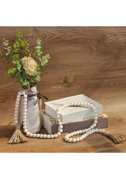 4x Ahşap Boncuk Garland Püsküller, Çiftlik Evi Boncuk Rustik Ülke Dekor Namaz Boho Boncuk Duvar Asılı Ahşap Renk (Yurt Dışından)