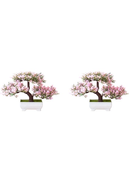 2x Yapay Bitkiler Bonsai Küçük Ağaç Saksı Sahte Bitki Çiçekler Saksı Sahte Bonsai Ev Odası Masa Otel Bahçe Dekor Için (Yurt Dışından)
