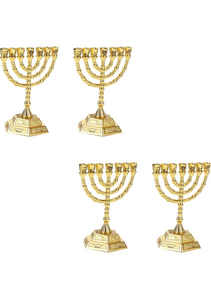 4x Altın Yahudi Menorah Mumluklar Dinler Şamdan Hanuka Şamdanlar 7 Şube Menora -L (Yurt Dışından) fiyatları