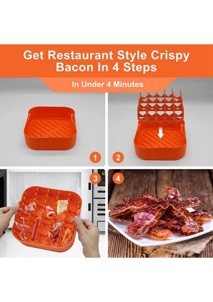 Silikon Pastırma Ocak Pastırma Ocak Tepsisi Pastırma Raf Tepsisi ve Fırın Hava Fritöz Pişirme Için Yağ Toplayıcı (Yurt Dışından)