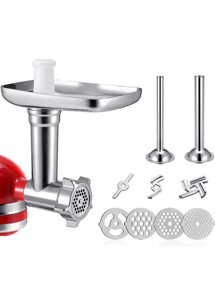 Kitchenaid Için Tezgah Mikseri Kıyma Makinesi Sosis Doldurma Tüpleri Et Kıyma Bıçağı Metal Gıda Öğütücü Eki (Yurt Dışından)