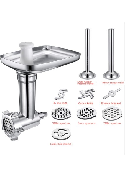 Kitchenaid Için Tezgah Mikseri Kıyma Makinesi Sosis Doldurma Tüpleri Et Kıyma Bıçağı Metal Gıda Öğütücü Eki (Yurt Dışından)