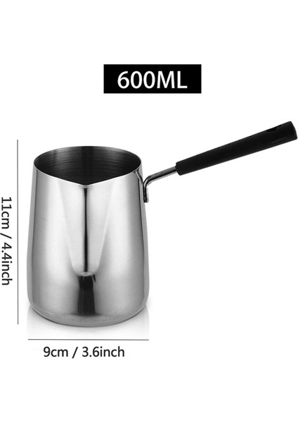 Paslanmaz Tereyağı ve Kahve Isıtıcısı,türk Cezvesi,mini Tereyağı Eritme Kazanı ve Borulu Sütlük -(600ML) (Yurt Dışından)