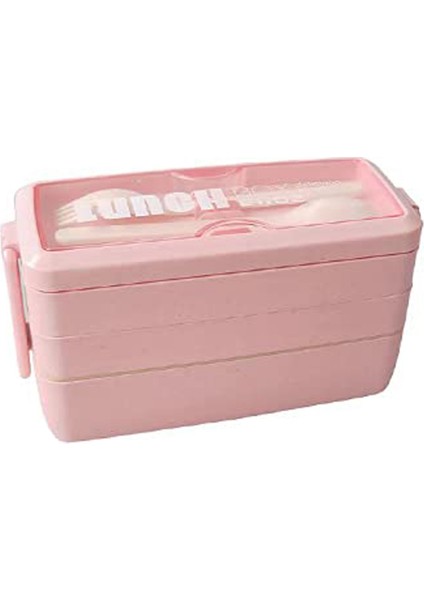 Yükseltme Bento Öğle Yemeği Kutusu, Çocuklar ve Yetişkinler Için Bento Öğle Yemeği Kutusu, Çatal ve Kaşıklı Yemek Hazırlama Kapları (1000ML, Pembe) (Yurt Dışından)