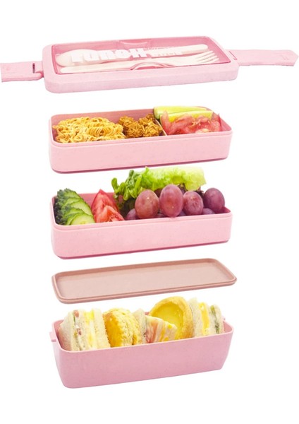 Yükseltme Bento Öğle Yemeği Kutusu, Çocuklar ve Yetişkinler Için Bento Öğle Yemeği Kutusu, Çatal ve Kaşıklı Yemek Hazırlama Kapları (1000ML, Pembe) (Yurt Dışından) fiyatları