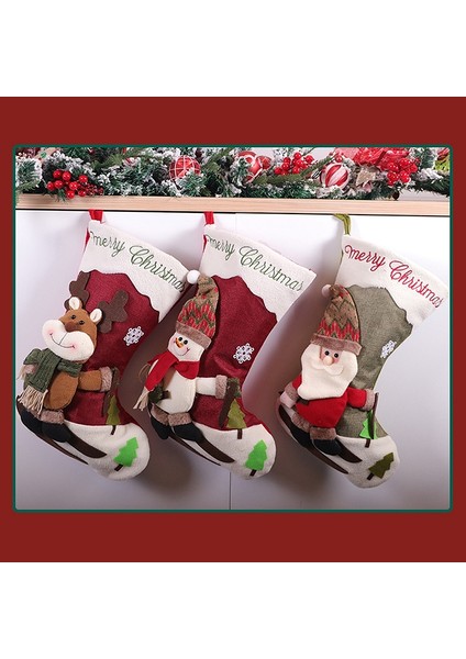 3 Adet Noel Çorap Noel Dekorasyonu Çeşitli Noel Baba ve Kardan Adam ve Noel Partisi Süslemeleri Için Elk (Yurt Dışından)