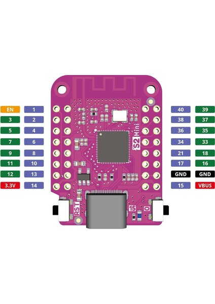 ESP32 S2 Mini V1.0.0 Wıfı Iot Kartı Tabanlı ESP32-S2FN4R2 ESP32-S2 Micropython Için 4 MB Flash 2 MB Psram/ (Yurt Dışından)