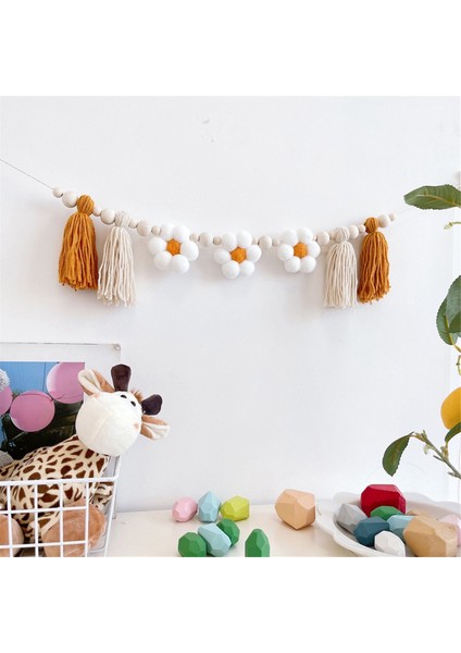 2 Adet Papatya Ahşap Çelenk Dekor Ahşap Boncuk Boho Çelenk Hippi Papatya Kreş Dekor Boho Çelenk Sınıf Için (Yurt Dışından)