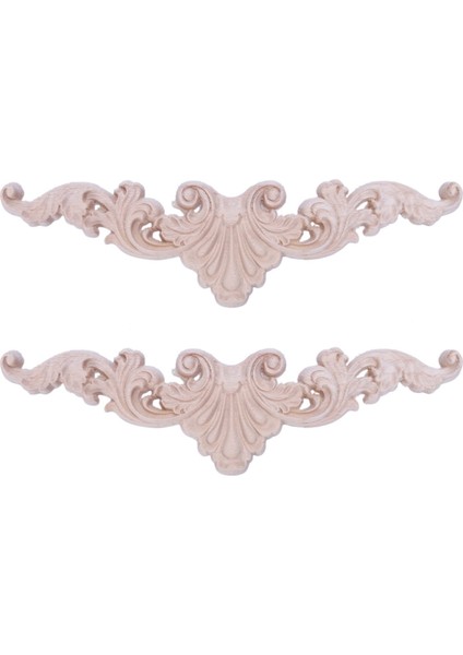 2x Ahşap Oyma Köşe Onlay Aplike Çerçeve Dekor Mobilya Zanaat Boyasız Tip: 20X5CM (Yurt Dışından)