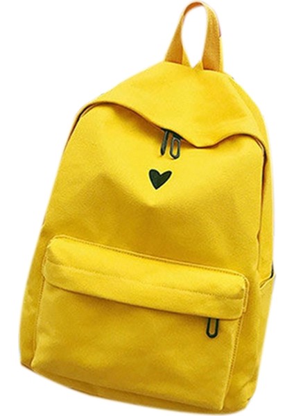 Kadın Sırt Çantası Kanvas Baskılı Kalp Sırt Çantası Kore Tarzı Öğrenciler Seyahat Çantası Kız Okul Çantası Dizüstü Sırt Çantası Sarı (Yurt Dışından)