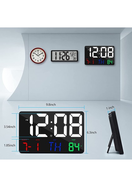 Dijital Duvar Saati Ekranı Kablosuz Uzaktan Kumandalı Çalar Saat Tarih ve Sıcaklık Özellikli LED Duvar Saati-A (Yurt Dışından) modelleri