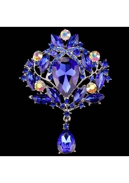 Büyük Kristal Vintage Damla Broş Pins Kadınlar Veya Düğün Buketleri Takı Aksesuarları Mavi (Yurt Dışından) indirimleri