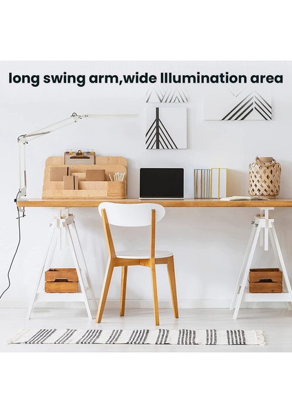 Kelepçeli 2x LED Masa Lambası, 10W Salıncak Kolu Masa Lambası, 3 Aydınlatma Modu, Çalışma, Çizim, Ofis Için Ayarlanabilir Masa Lambası (Yurt Dışından)