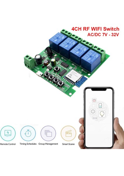 Tuya App Akıllı Ev Uzaktan Kumanda Modülü Anahtarı Dört Kanallı Çok Kanallı 5V12V 24V Alexa Google Ev Için (Yurt Dışından)