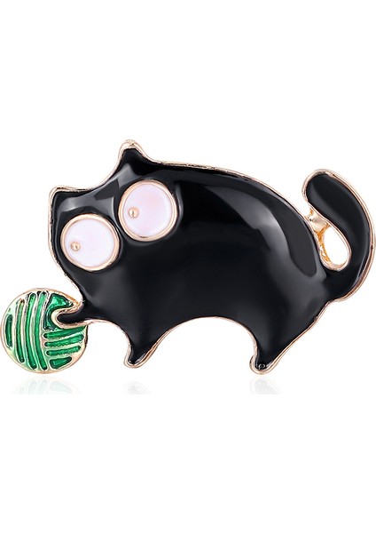 Siyah Karikatür Kedi Broş Bir Top Tutan, Kore Tarzı Kişilik Moda Yaratıcı Yağ Damlası Broş Pins Hediyeler (Yurt Dışından)