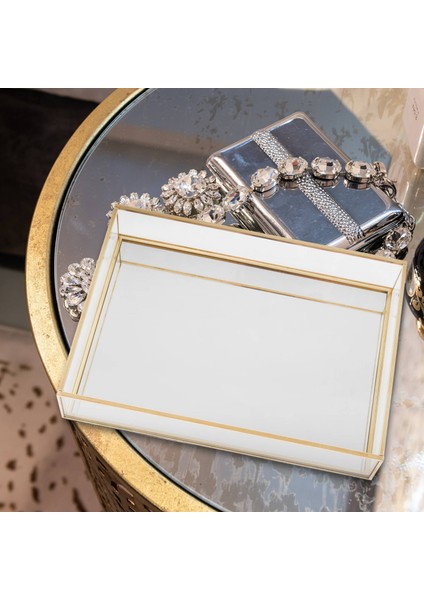 Iskandinav Retro Depolama Tepsisi Altın Cam Makyaj Organizatör Tepsi Tatlı Tabağı Takı Ekran Ev Mutfak Dekoru (M) (Yurt Dışından) modelleri