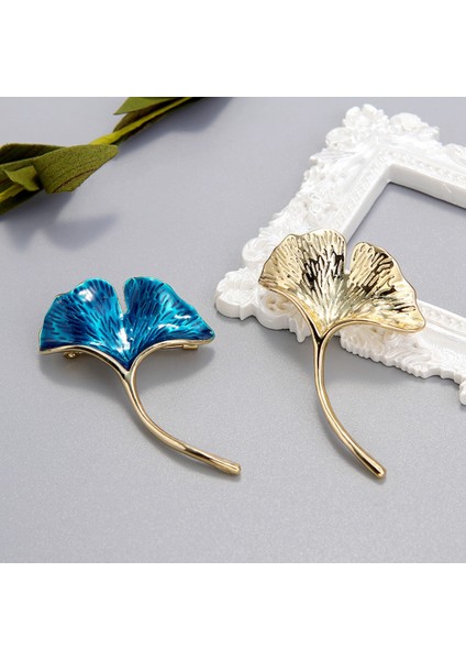 Retro Zarif Ginkgo Yaprağı Broş Kadınlar Için Düğün Parti Çiçek Broş Pin Moda Bijuteri A (Yurt Dışından)