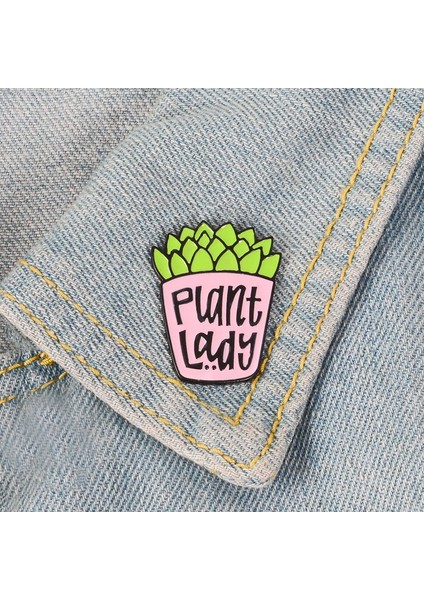 Saksı Bitki Emaye Pimleri Karikatür Etli Broş Rozeti Kot Yaka Pin Sevimli Pembe Yeşil Takı Arkadaşlar Çocuklar (Yurt Dışından) fırsatları