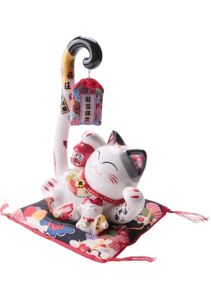 8.6 Inç Seramik Maneki Para Kutusu Kumbara Japon Uzun Kuyruk Fortune Feng Shui Ev Dekor, A (Yurt Dışından)