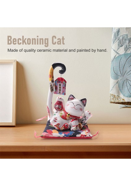 8.6 Inç Seramik Maneki Para Kutusu Kumbara Japon Uzun Kuyruk Fortune Feng Shui Ev Dekor, A (Yurt Dışından)